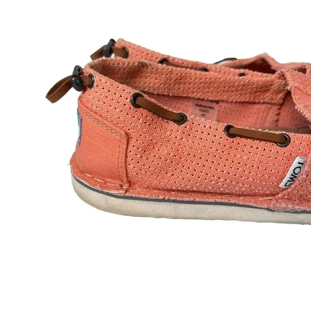 TOMS Orange Burlap Espadrille Flats Womens 8 Slip On Casual Canvas Shoes